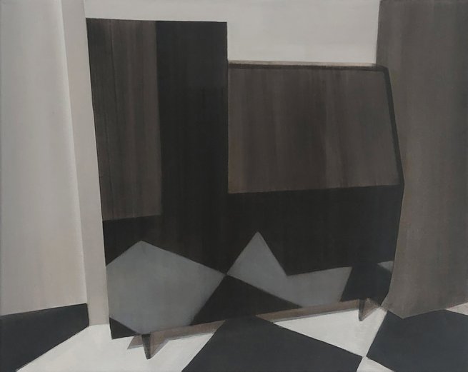 Veerle_Stevens 'Bureautje met opknapwerk', 50 x 40 cm, olieverf op doek