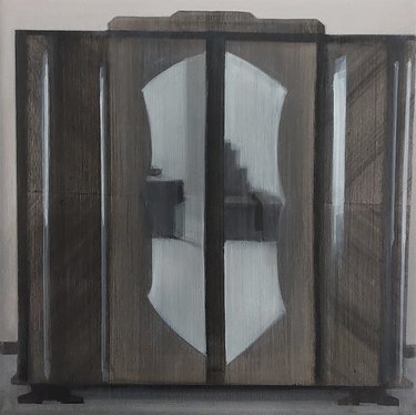 Veerle_Stevens 'Antieke slaapkamer gratis', olieverf op doek, 25 x 25 cm